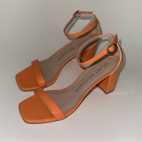 Stuart Weitzman Block heel Nudistcurve 75 Sandals Orange Women’s 7.5 - Picture 7 of 9